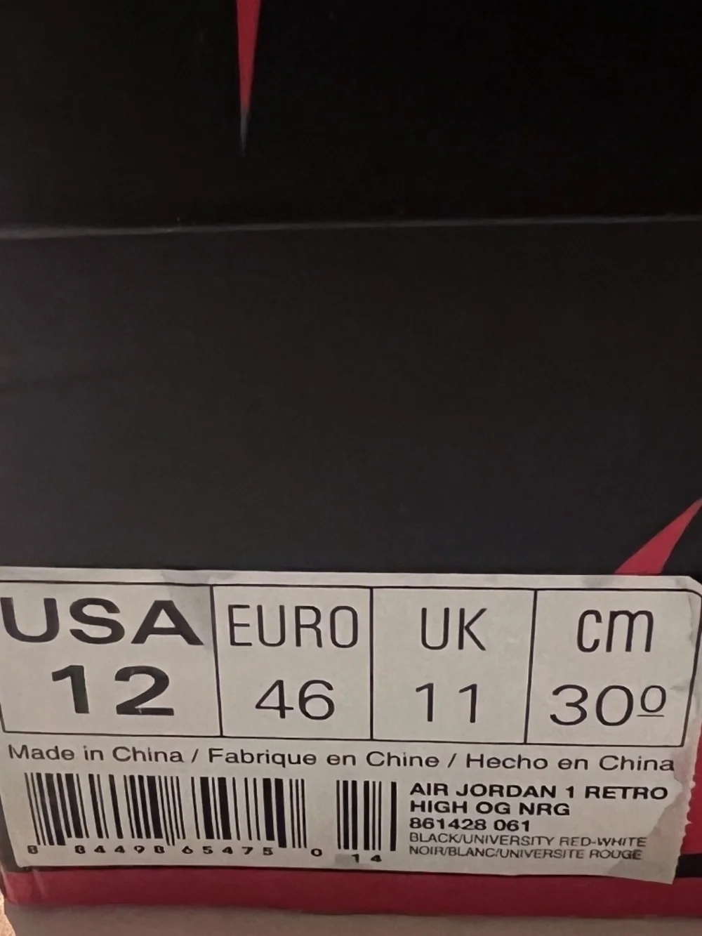 Nike Air Jordan 1 Retro High OG Homage To Home Size 12 861428-061 Sneakers VNDS